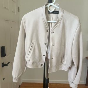 Zara Cropped Suede Bomber!